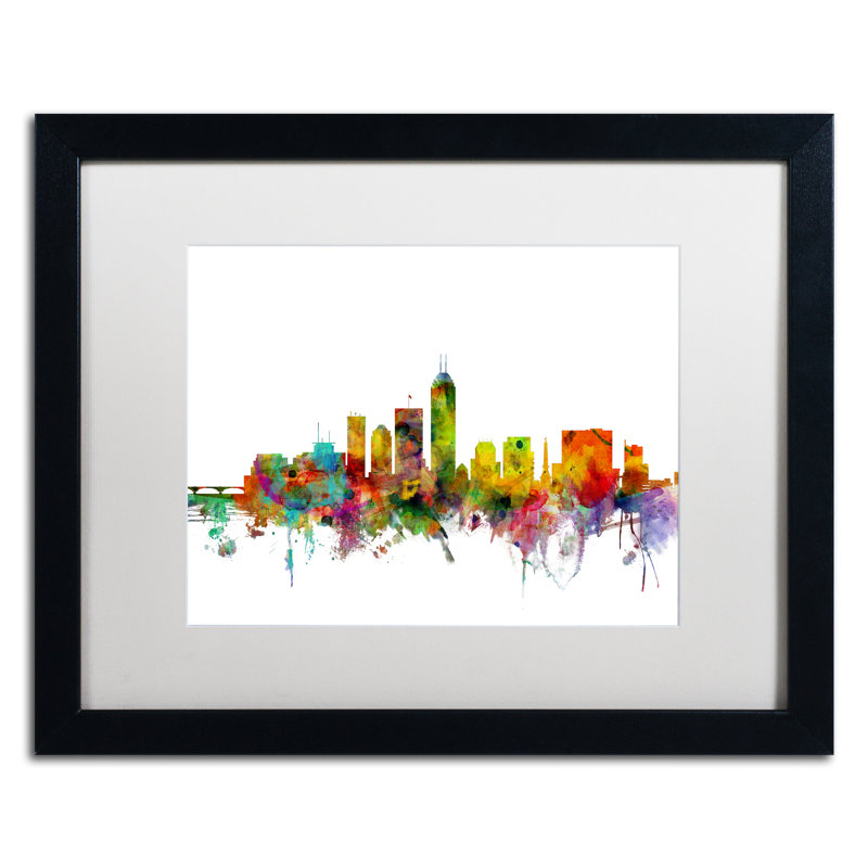 "indianapolis indiana horizon" , impression encadrée, H 11 po x l 14 po x P 0,5 po, Blanc