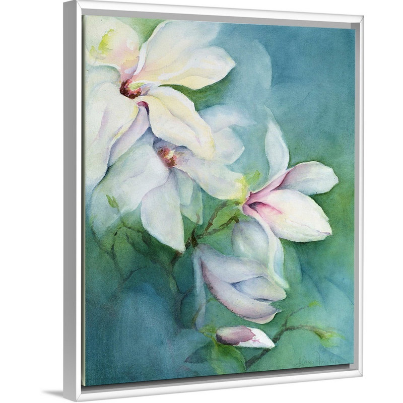 Art mural sur toile Magnolia Dedudata, H 32 po x l 40 po x P 1,25 po, Cadre blanc
