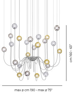 Puppet 24 - Light Chandelier, Amber Transparent;Smoky Transparent;Crystal, Glossy Chrome
