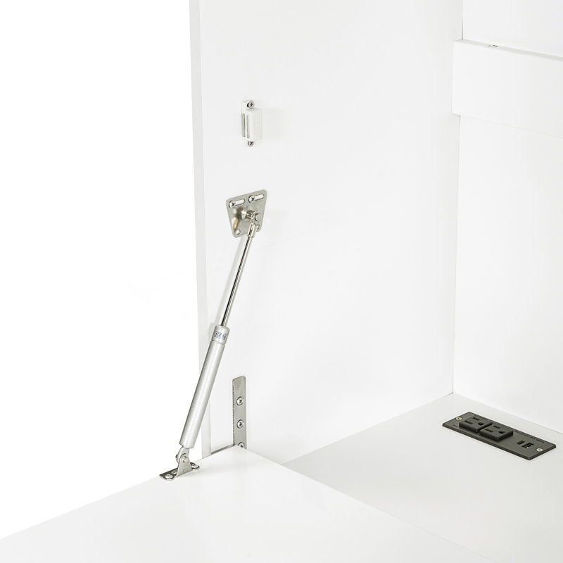 Armoire de cuisine, buffet de 69 po de hauteur avec huche et poste de travail pliable, armoire de rangement multifonctionnelle avec tablette réglable et prise de courant