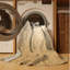 Tapis abstrait moderne et contemporain lavable à la machine Bleigh New Years - Beige-148779014