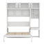 Lit escamotable mural avec bureau, armoire supérieure et tablettes de rangement, lit pliable peu encombrant-473577631-473577628
