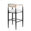 Ensemble de 2 tabourets de bar, tabourets de bar rembourrés avec dossier et pieds en fer pour îlot de cuisine, assise en tissu d'une capacité de poids de 260 lb