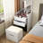Small Make Up Vanity With Cushioned Seat And Glass Desktop, White Bedroom Dressing Table, Functional Beauty Desk Versatile Mirror Drawer Storage, Furniture, Multi-Functional