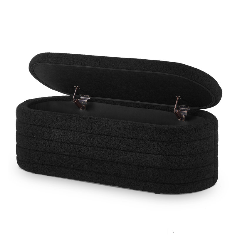 Banc de rangement avec repose-pieds Skandar, Noir