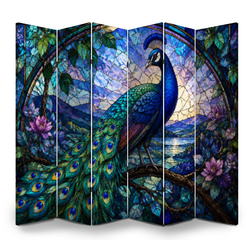 Cloison pliante 6 pièces à paravents Royal Peacock, 6, H 71 po x l 96 po x P 1 po