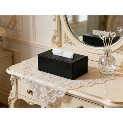 Modern Rectangular Tissue Box Cover With Magnetic Closure - Waterproof PU Leather Dispenser Holder For Dresser, Bathroom, And Office Decor