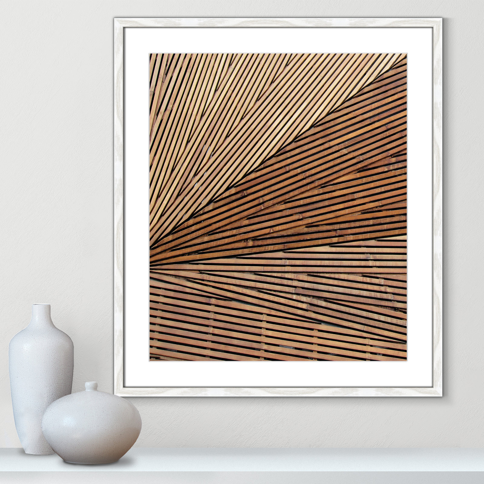 Fayette "Geometric Wood Panel 1" Print, 25.5" H x 21.5" W x 0.75" D, White Wood Grain