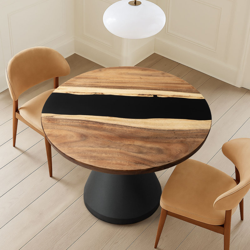 Round Wood Epoxy Resin Table Top 35" Diameter, 35" L x 35" W x 2" H