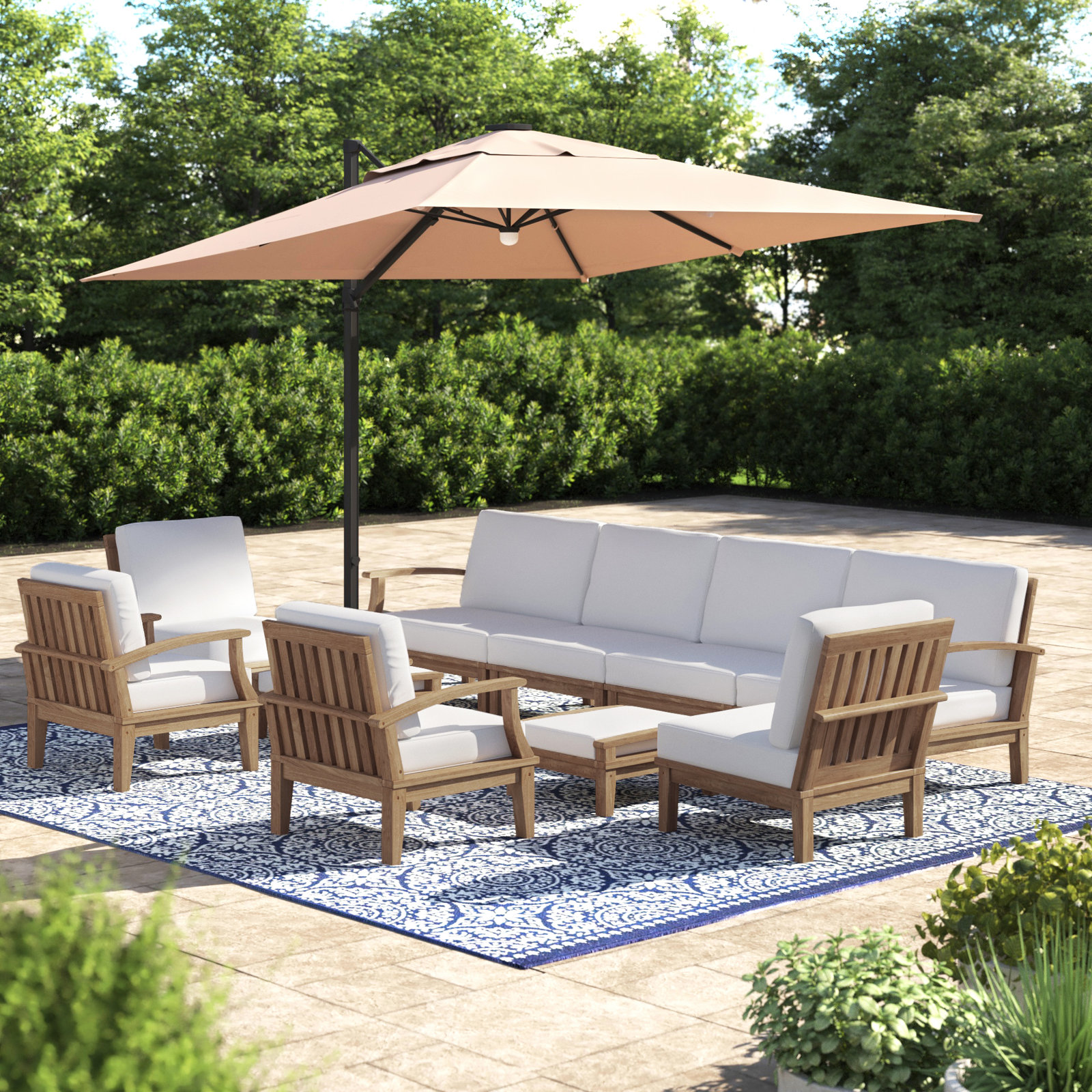Modway Marina 10 Piece Outdoor Patio Teak Set, White