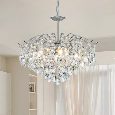 20 Inch Silver American Style Crystal Chandelier Ceiling Light Room Bedroom Decor