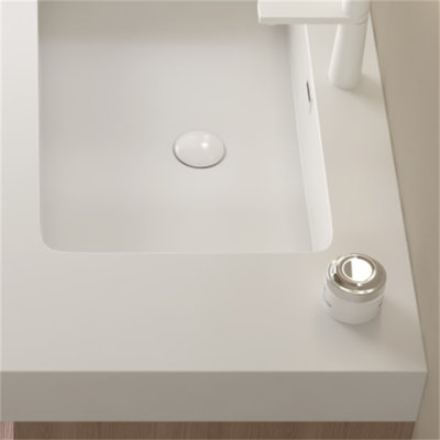 36" Integrated Rectangular Undermount Basin without Drain and Faucet