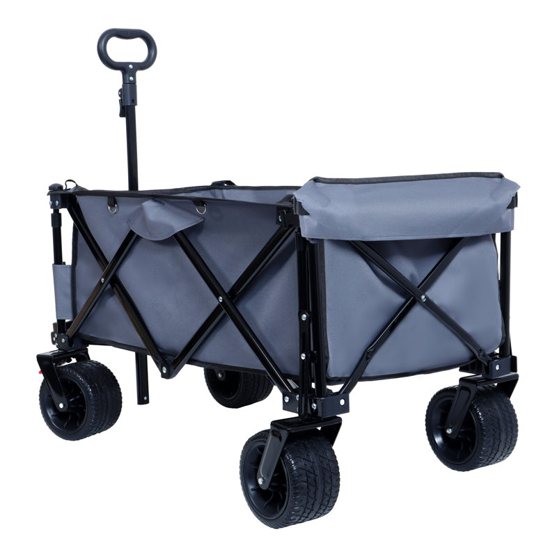 Chariot pliable avec hayon rallongé, chariot de rallonge extra long, chariot de chariot de plage robuste 400 lb avec de grandes roues tout-terrain