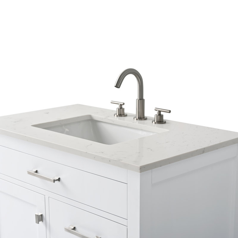 Trevor 36" W Single Vanity, White/Brushed Nickel