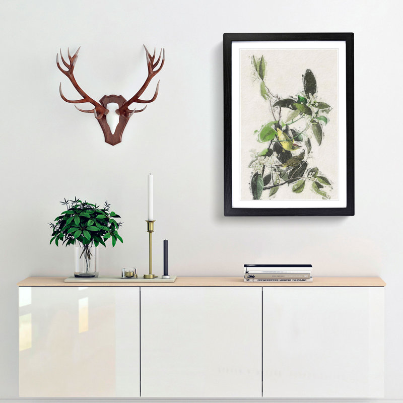Palm Warbler by John Audubon - Framed Print, 48cm H x 36cm W x 2cm D, Black Framed