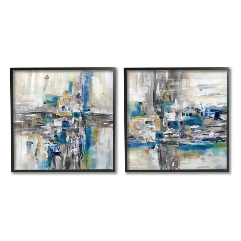 «Abstract Collage Chaotic Brush Strokes», ensemble de 2 impressions encadrées par Susan Jill, Noir