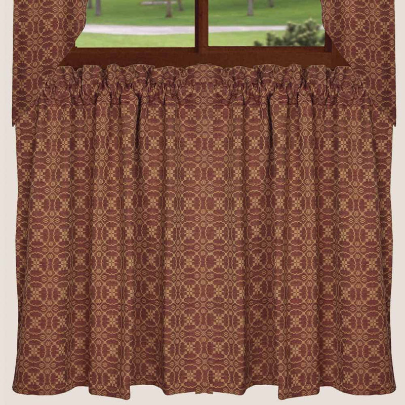 Khadijah Cotton Room Darkening Curtain Pair, Barn Red/Tan