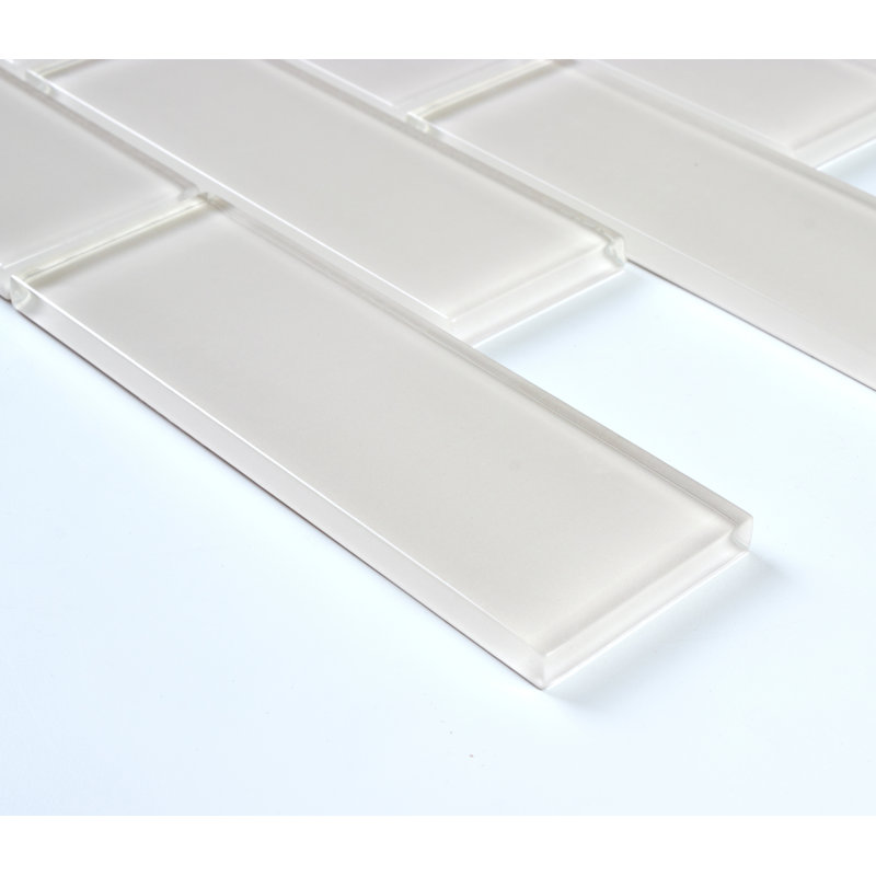 Premium 2" x 6" Straight Edge Glass Mosaic Subway Tile, Ivory