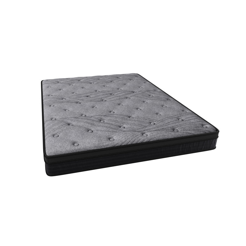 Matelas de 12 pouces en mousse grise avec 560 ressorts ensachés individuellement pour un confort corporel personnalisé et une isolation des mouvements.
