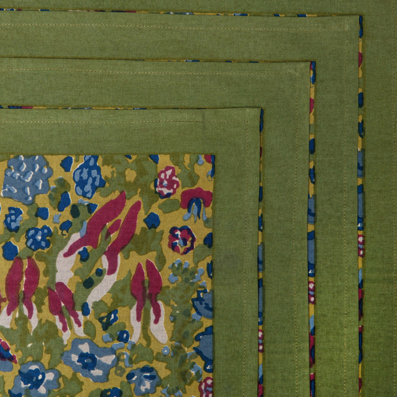100% Cotton Square, Blue/Vert