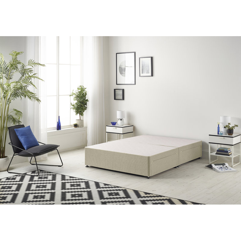 Dennishia Coilsprung Divan Bed Set, Wheat, Super King (6'), No Drawer