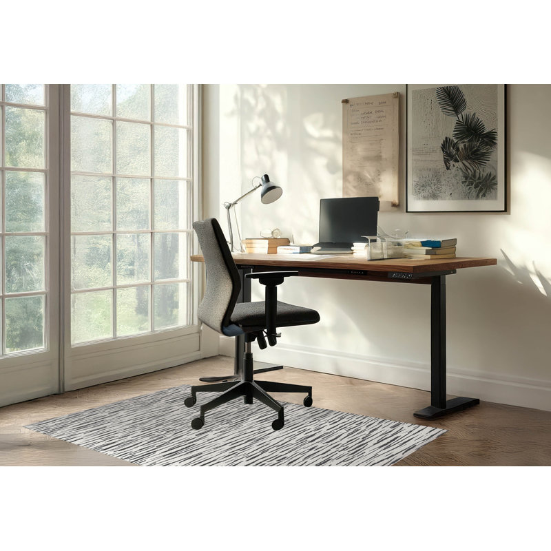 Tapis de bureau léger Spectrum Strands, L 3 pi x L 2 pi, Ivoire/gris anthracite