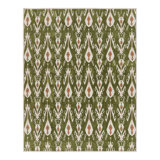 Rug & Kilim’S Contemporary Dhurrie Rug In Green With White & Pink Ikats Patterns