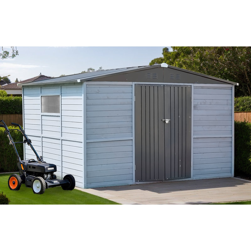 8x10ft Cedar Wood and Metal Tool Shed, Waterproof Outdoor Storage(Floor not Included)