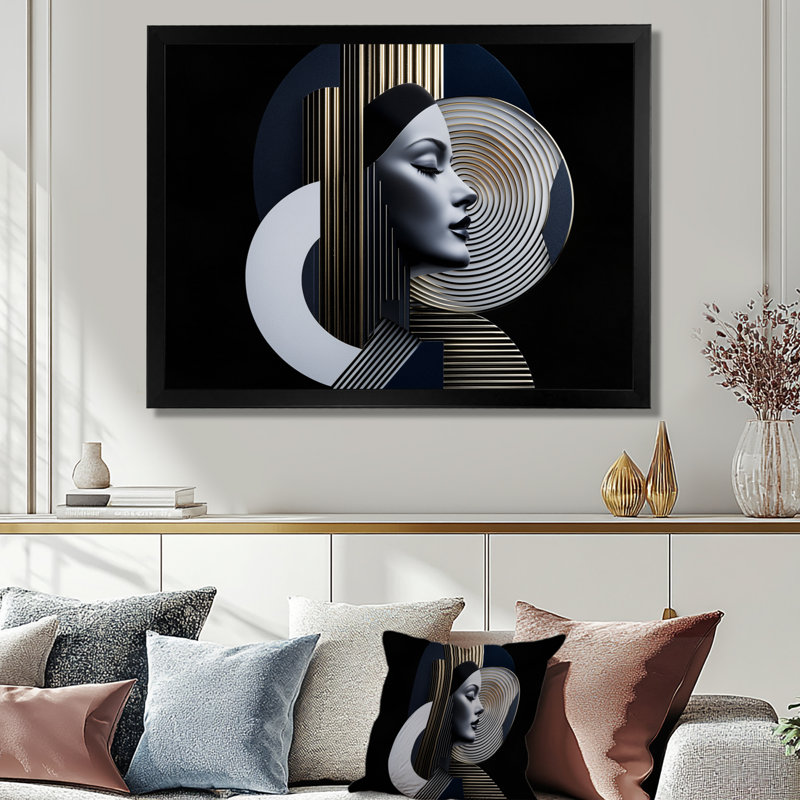 Oghosa, symétrie sombre de la force, portrait géométrique de femme IV - femme abstraite, art mural, Noir, noir, noir, noir