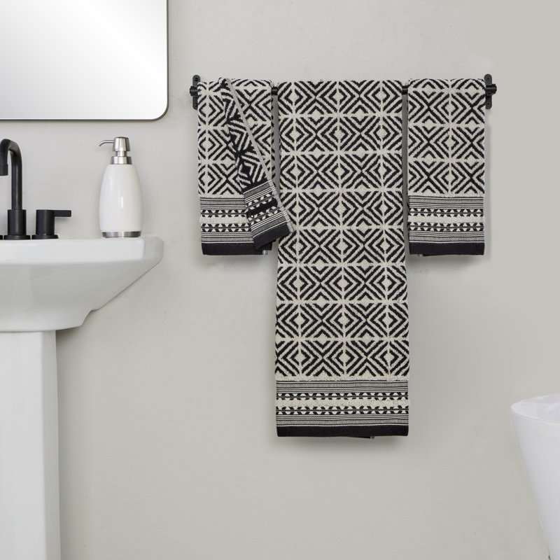 DIAMOND GRID JACQUARD BATH-BLACK