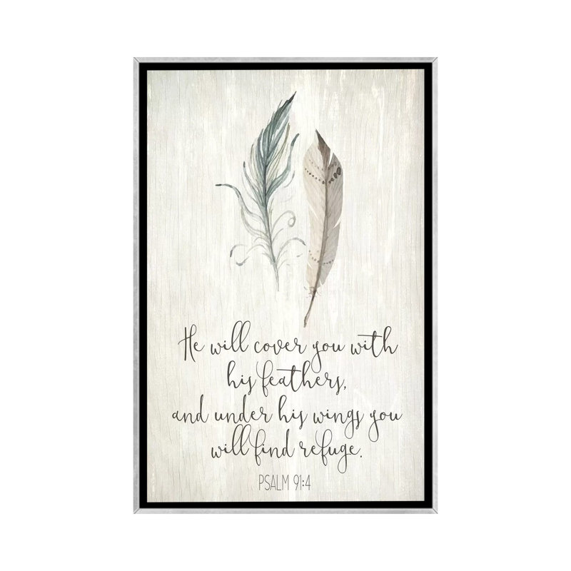 Reproduction d’art textuel, "his Feathers I" par Kimberly Allen, Silver Framed, Pas de tapis, H 26 po x l 18 po x 1,5 po