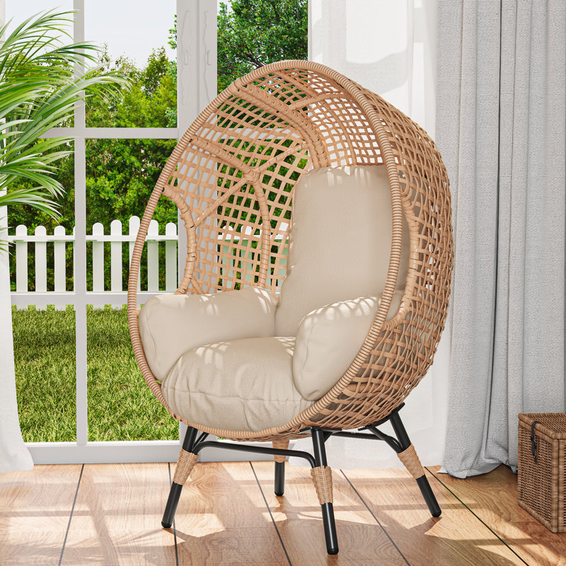 Méridienne de patio moderne, rotin en PE durable, conception élégante en arc pour le jardin
