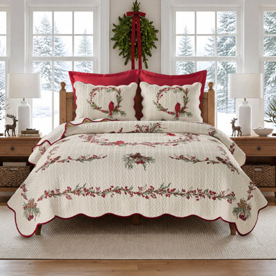 Ensemble de courtepointe brodée Splendeur des Fêtes
