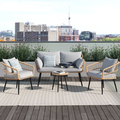 Azarel 4 - Person Patio Conversation Sets with Cushions