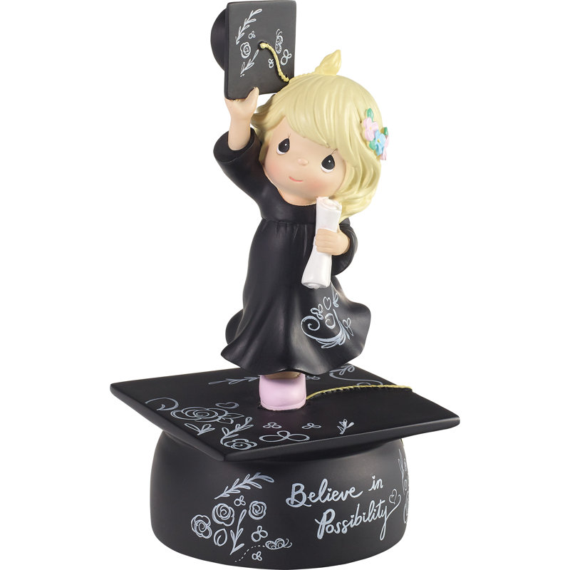 Precious Moments Graduation Girl Believe Wind Up Musical Figurine 6.5 Inch