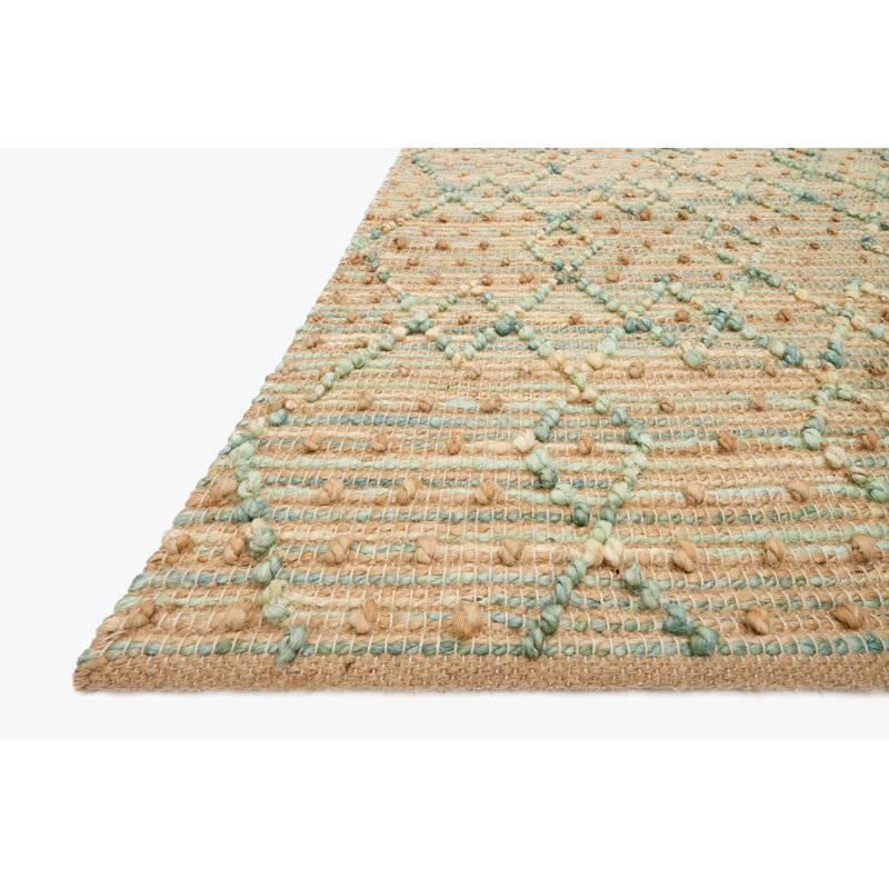 Handmade Geometric Sea Wool and Viscose Area Rug
