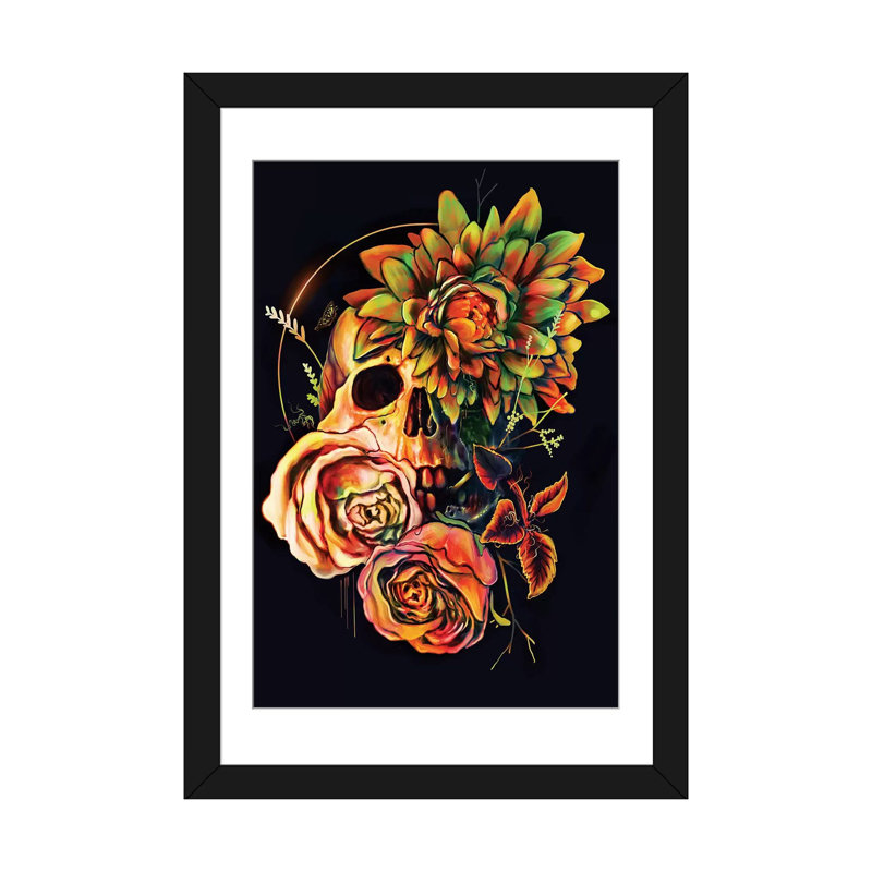 «Life and Mort II» par Nicebleed, impression sur toile tendue, H 24 po x l 16 po x P 1 po, Papier avec cadre noir, Blanc
