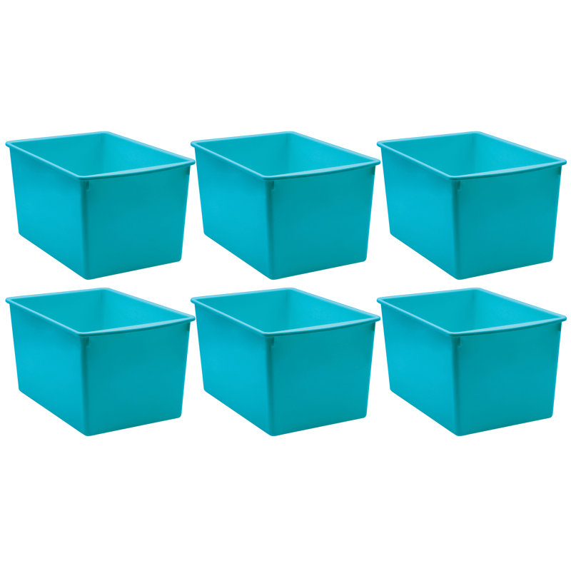  Plastic Multi-Purpose Bin, Teal, Pack Of 6, Teal