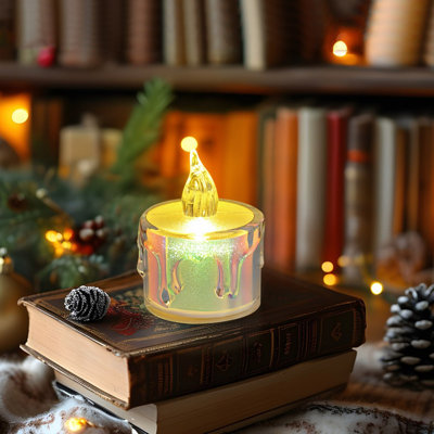 Simulation de Noël à DEL, bougie de couleur, veilleuse, décoration de chambre à coucher, lampe de chevet, accessoires de présentation Qixi