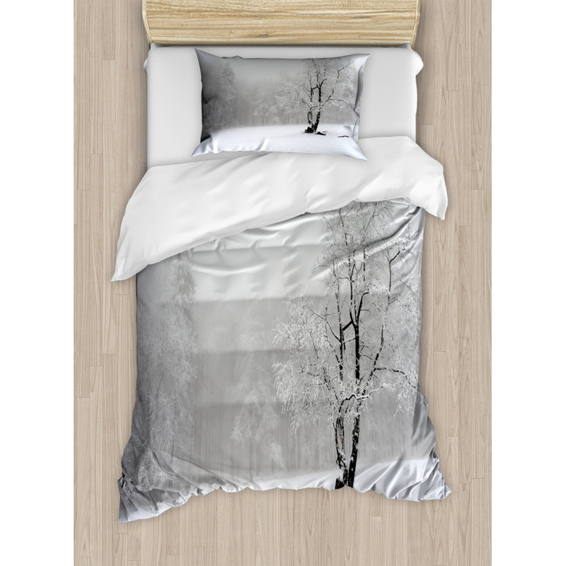 Winter Landscape Twin Duvet Cover Set with Pillow Sham