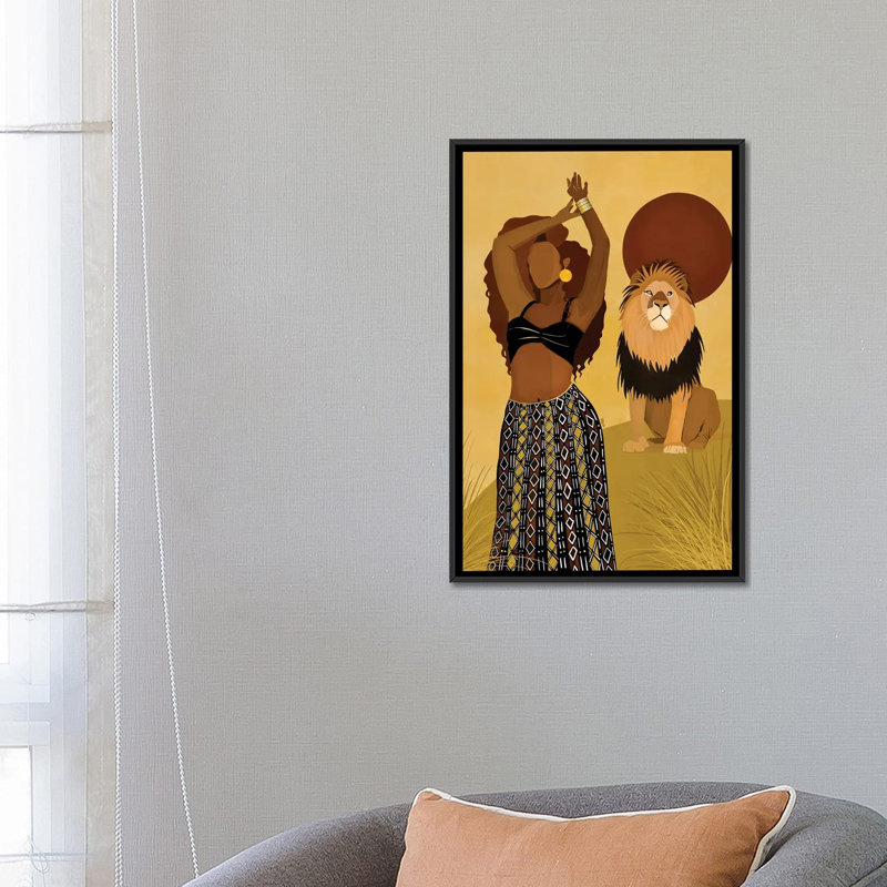 Maya par Bria Nicole-impression d’art graphique, Pas de tapis, H 26 po x l 18 po x 1,5 po, Toile avec cadre noir