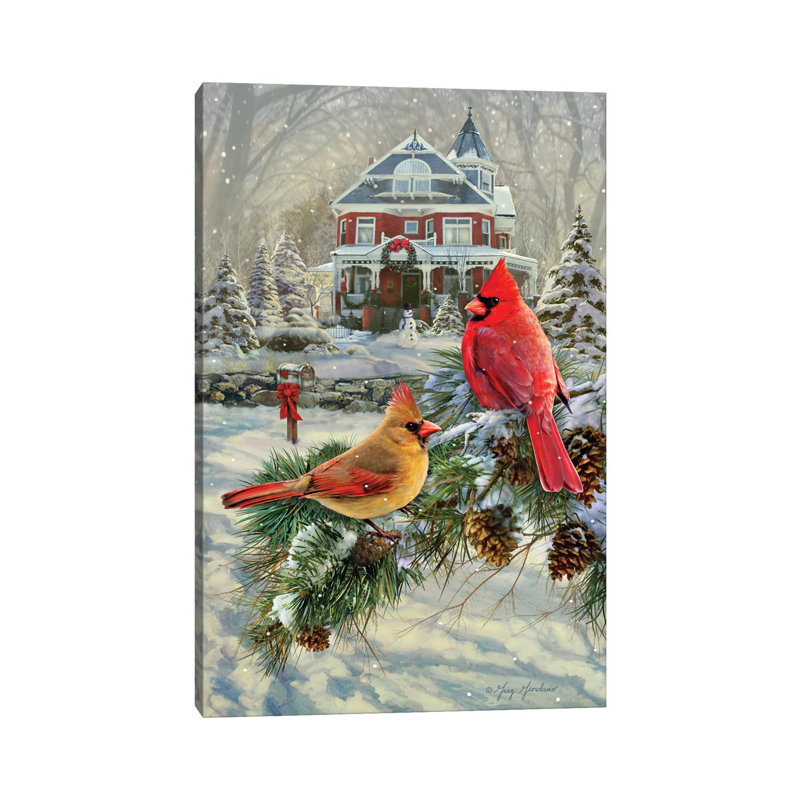 Cardinals And House by Greg & Company - Wrapped Canvas Print, 66.04 cm H x 45.72 cm W x 1.91 cm D