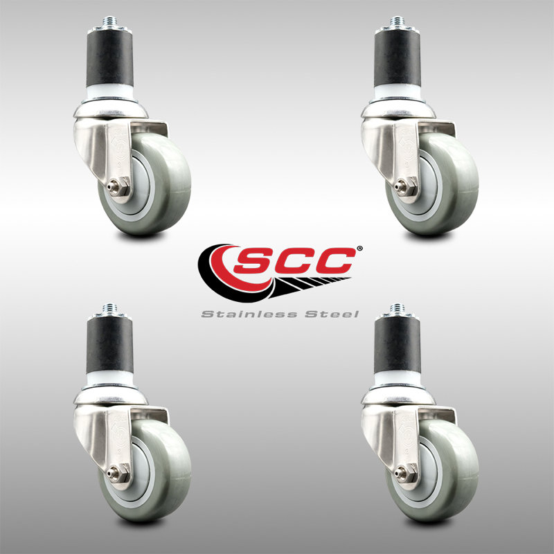 Roulettes pivotantes, gris, H 3,5 po x l 3,5 po