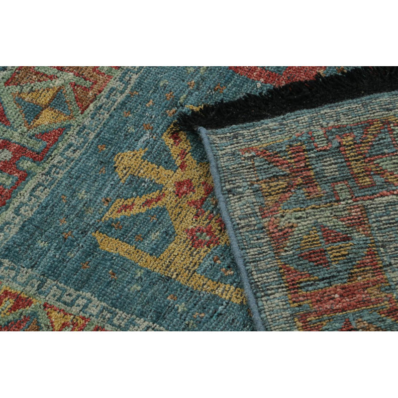 Burano Hand Knotted Wool Geometric Area Rug, Square 4'