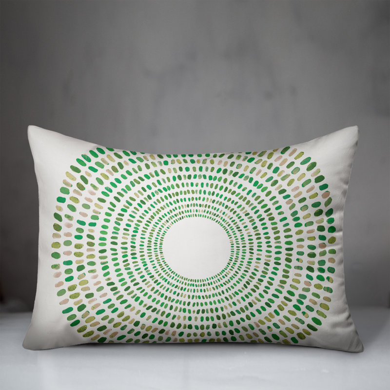 Geometric Outdoor Reversible Throw Pillow, Green