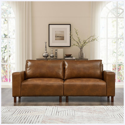 78.5" big loveseat for living room,apartment,upholstered breathable faux leather pu couch,loveseat brown