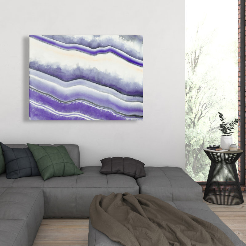 Géode mauve - art abstrait sur toile pour décorer un salon