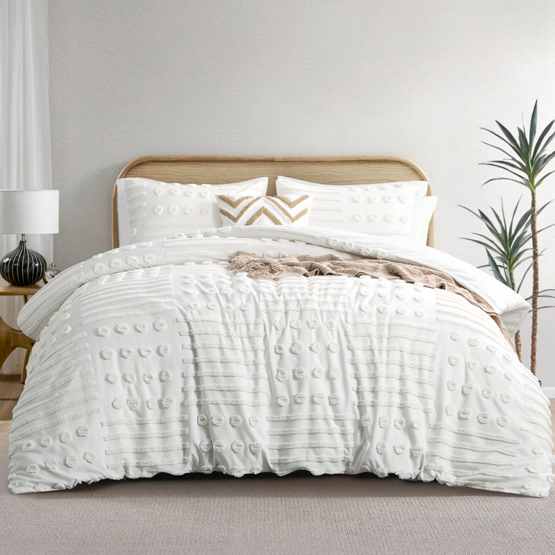 Ensemble d'édredon en microfibre / polyester, Édredon pour très grand lit + 2 très grandes ta, Blanc