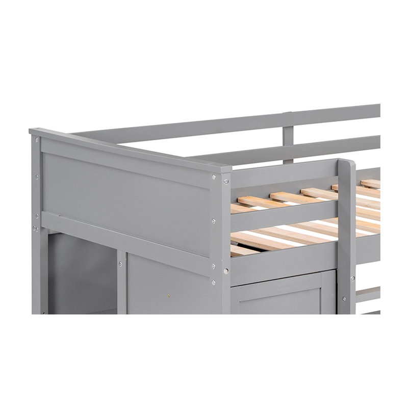 Florestan Twin over Twin 2 Drawer L-Shaped Bunk Beds with Built-in-Desk by Harriet Bee, Gray