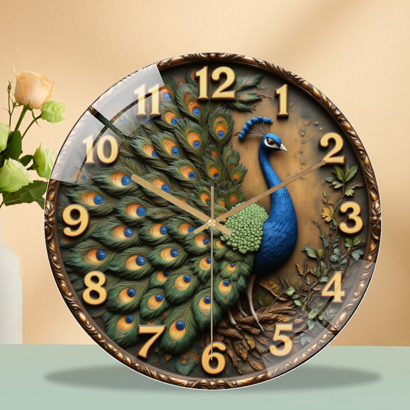 Horloge murale paon